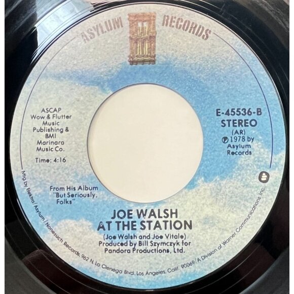 Joe Walsh Over and Over / At the Station 45 Rock 1978 Asylum Records 45536 - Picture 2 of 6